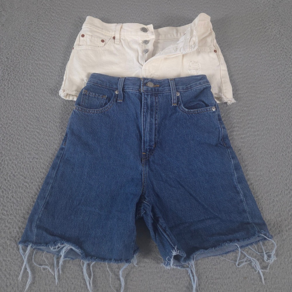 LOT OF 2 Levi's Shorts Womens 25 501 Original Cotton Hemp Cut Off Button Fly